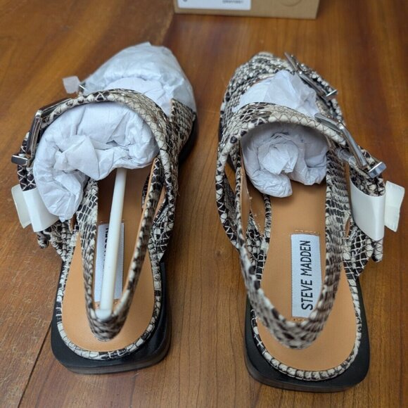Steve Madden Women Sandals Flats Graya Snake Size 8 New - Picture 4 of 7